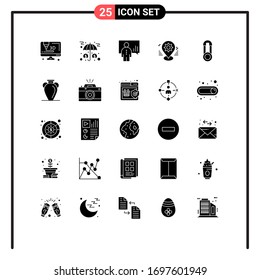 Grupo de 25 signos y símbolos de glifos sólidos para el bebé; pin; consejo de administración; mapa; elementos de diseño de vectores editables de engranajes