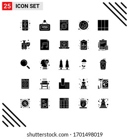Group of 25 Solid Glyphs Signs and Symbols for grid; science; open; molecule; washing Editable Vector Design Elements