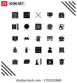 Group of 25 Solid Glyphs Signs and Symbols for money; report; expand; marketing; chart Editable Vector Design Elements