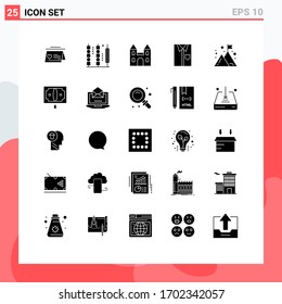 Group of 25 Solid Glyphs Signs and Symbols for fashion; clothing; stick; cloth; cross Editable Vector Design Elements