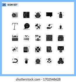 Group of 25 Solid Glyphs Signs and Symbols for serve; chat; wallet; bubble; global Editable Vector Design Elements