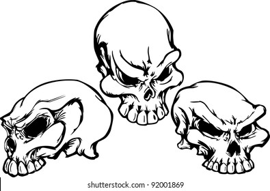 Group of 3 Graphic Vector Skull Images