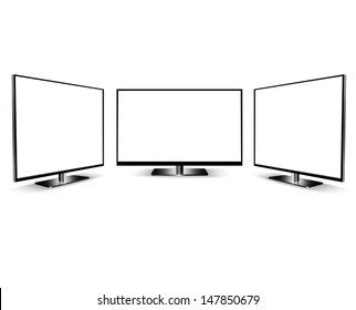 Group of 3 HDTV flat television screens
