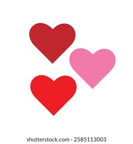 group of 3 love hearts. vector illustration symbol of love and passion. Valentine's hearts