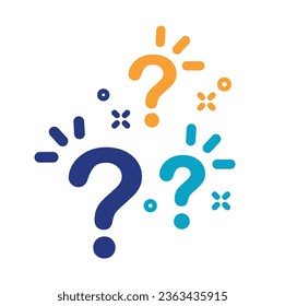 Group of 3 question marks, icon, vector.