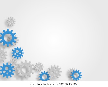 Group of 3d gear on background represents concept of engineering and innovation. Technology Background. Vector illustration.
