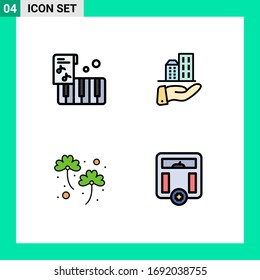 Group of 4 Filled line Flat Colors Signs and Symbols for accordion; irish; architecture; sustainable; body Editable Vector Design Elements