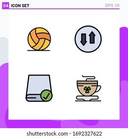 Group of 4 Filledline Flat Colors Signs and Symbols for football; connected; sport; streaming; drive Editable Vector Design Elements