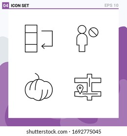 Group of 4 Filledline Flat Colors Signs and Symbols for column; navigation; user; food; Layer 1 Editable Vector Design Elements