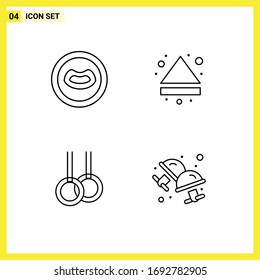 Group of 4 Filledline Flat Colors Signs and Symbols for anatomy; rings; arrow; down; cufflink Editable Vector Design Elements