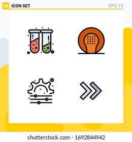 Group of 4 Filledline Flat Colors Signs and Symbols for blood; creative; test tubes; ball; gear Editable Vector Design Elements