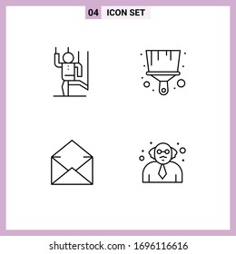 Group of 4 Filledline Flat Colors Signs and Symbols for command; mail; manipulate; paint; open Editable Vector Design Elements