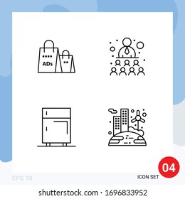 Group of 4 Filledline Flat Colors Signs and Symbols for advertising; devices; shopping ad; relationship; electronic Editable Vector Design Elements