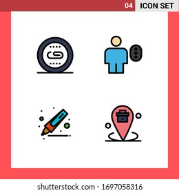 Group of 4 Filledline Flat Colors Signs and Symbols for engine; password; optimization; avatar; highlighter Editable Vector Design Elements