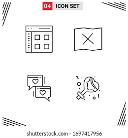 Group of 4 Filledline Flat Colors Signs and Symbols for app; love; user; map; wedding Editable Vector Design Elements