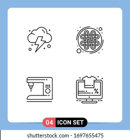 Group of 4 Filledline Flat Colors Signs and Symbols for farming; home; celtic knot; knot; monitor Editable Vector Design Elements