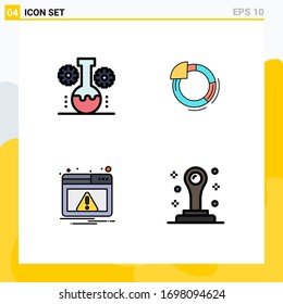 Grupo de 4 signos y símbolos de color plano de línea plana para laboratorio de osos; web; investigación científica; círculo; elementos de diseño de vectores editables de notificación