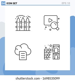 Group of 4 Filledline Flat Colors Signs and Symbols for farm; document; garden; search; brick Editable Vector Design Elements