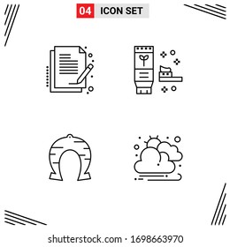 Gruppe von 4 Flachfarben Zeichen und Symbole für den Auftrag; Vermögen; Dokument; natürlich; Vektorillustration-Design-Elemente mit Glück bearbeiten