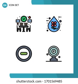 Group of 4 Filledline Flat Colors Signs and Symbols for couple; media; time; eco; remove Editable Vector Design Elements