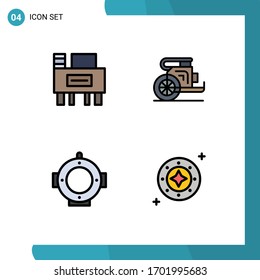Gruppe von 4 Flachfarben Zeichen und Symbole für den Schreibtisch; Helm; Streitwagen; Prinz; cosmotable Editable Vektorillustration Design Elements