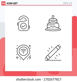 Group of 4 Filledline Flat Colors Signs and Symbols for tag; map; sign; day; signal Editable Vector Design Elements