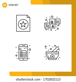 Group of 4 Filledline Flat Colors Signs and Symbols for document; interface; answer; chat; reading Editable Vector Design Elements
