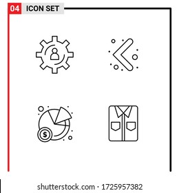 Group of 4 Filledline Flat Colors Signs and Symbols for development; pie; production; left; clothes Editable Vector Design Elements