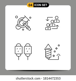 Group of 4 Filledline Flat Colors Signs and Symbols for business; staff; search; employee; corn Editable Vector Design Elements