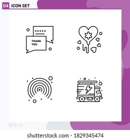 Group of 4 Filledline Flat Colors Signs and Symbols for thank; user; sms; party; packet Editable Vector Design Elements