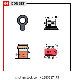 Group of 4 Filledline Flat Colors Signs and Symbols for cooler; jam; wind; math; thanksgiving Editable Vector Design Elements