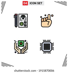 Group of 4 Filledline Flat Colors Signs and Symbols for coding; best quality; planning; pray; premium product Editable Vector Design Elements