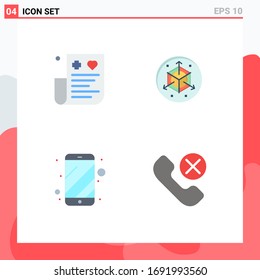 Group of 4 Flat Icons Signs and Symbols for bill; mobile; expense; modification; electronic Editable Vector Design Elements