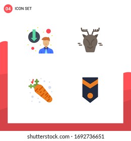 Group of 4 Flat Icons Signs and Symbols for career demotion; diet; downgrade; canada; nutrition Editable Vector Design Elements