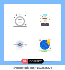 Group of 4 Flat Icons Signs and Symbols for celebration; wifi; ring; on; progress Editable Vector Design Elements