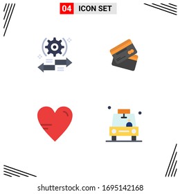 Group of 4 Flat Icons Signs and Symbols for setting; finance; left; business; shopping Editable Vector Design Elements