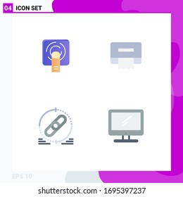 Group of 4 Flat Icons Signs and Symbols for finger; web; screen; tissue; refresh Editable Vector Design Elements