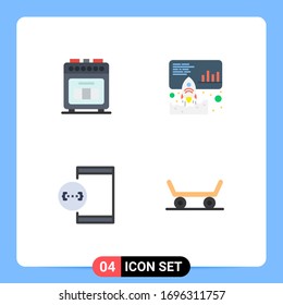 Group of 4 Flat Icons Signs and Symbols for appliance; coding; cooking; marketing; development Editable Vector Design Elements