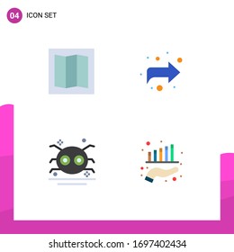 Group of 4 Flat Icons Signs and Symbols for layout; spooky; forward; holiday; finance Editable Vector Design Elements