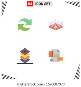 Group of 4 Flat Icons Signs and Symbols for refresh; development; repeat; wrestling; programing Editable Vector Design Elements