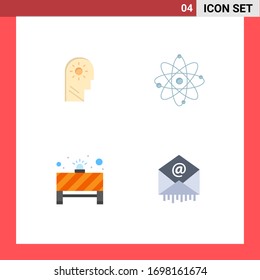Group of 4 Flat Icons Signs and Symbols for brain; board; setting; molecule; stop Editable Vector Design Elements