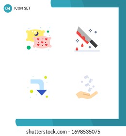 Gruppe von 4 flachen Symbolen Zeichen und Symbole für Kissen; Umladung; Blut; Messer; Zuerst Bearbeitbare Design-Elemente für Vektorillustrationen