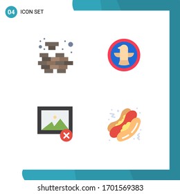 Group of 4 Flat Icons Signs and Symbols for logic; image; solving; celebration; hot dog Editable Vector Design Elements