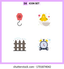 Group of 4 Flat Icons Signs and Symbols for construction; fence; baby; happy baby; stop Editable Vector Design Elements