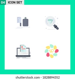 Grupo de 4 señales y símbolos de iconos planos para el helicóptero; portátil; preparación; joyería; imprimir elementos de diseño de vectores editables