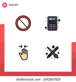 Group of 4 Modern Filled line Flat Colors Set for interface; hand; user; apps; pinch Editable Vector Design Elements