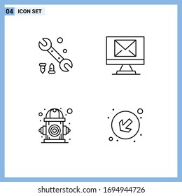 Group of 4 Modern Filledline Flat Colors Set for wrench; life; compose; city; arrow Editable Vector Design Elements