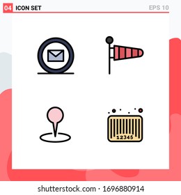 Gruppe von 4 modernen Flachfarben, die für die Entwicklung vorgesehen sind; Karte; Web; Wetter; Vektorillustration-Design-Elemente für Stiftbearbeitungen