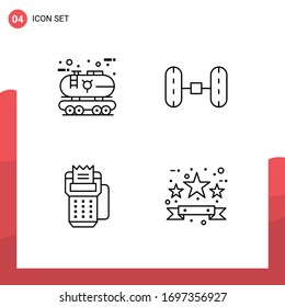 Group of 4 Modern Filledline Flat Colors Set for eco; cashless; oil; van; machine Editable Vector Design Elements