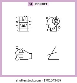 Group of 4 Modern Filledline Flat Colors Set for barrel; cleaning; fuel; brain tumor; soap Editable Vector Design Elements